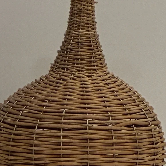 Rattan Rope and Wire Vase with Small Glass Bottle as a Vase in top for Flowers - Picture 12 of 13